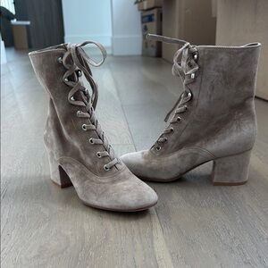 NEW Gianvito Rossi Mackay Lace Up Suede Ankle Boots size 37